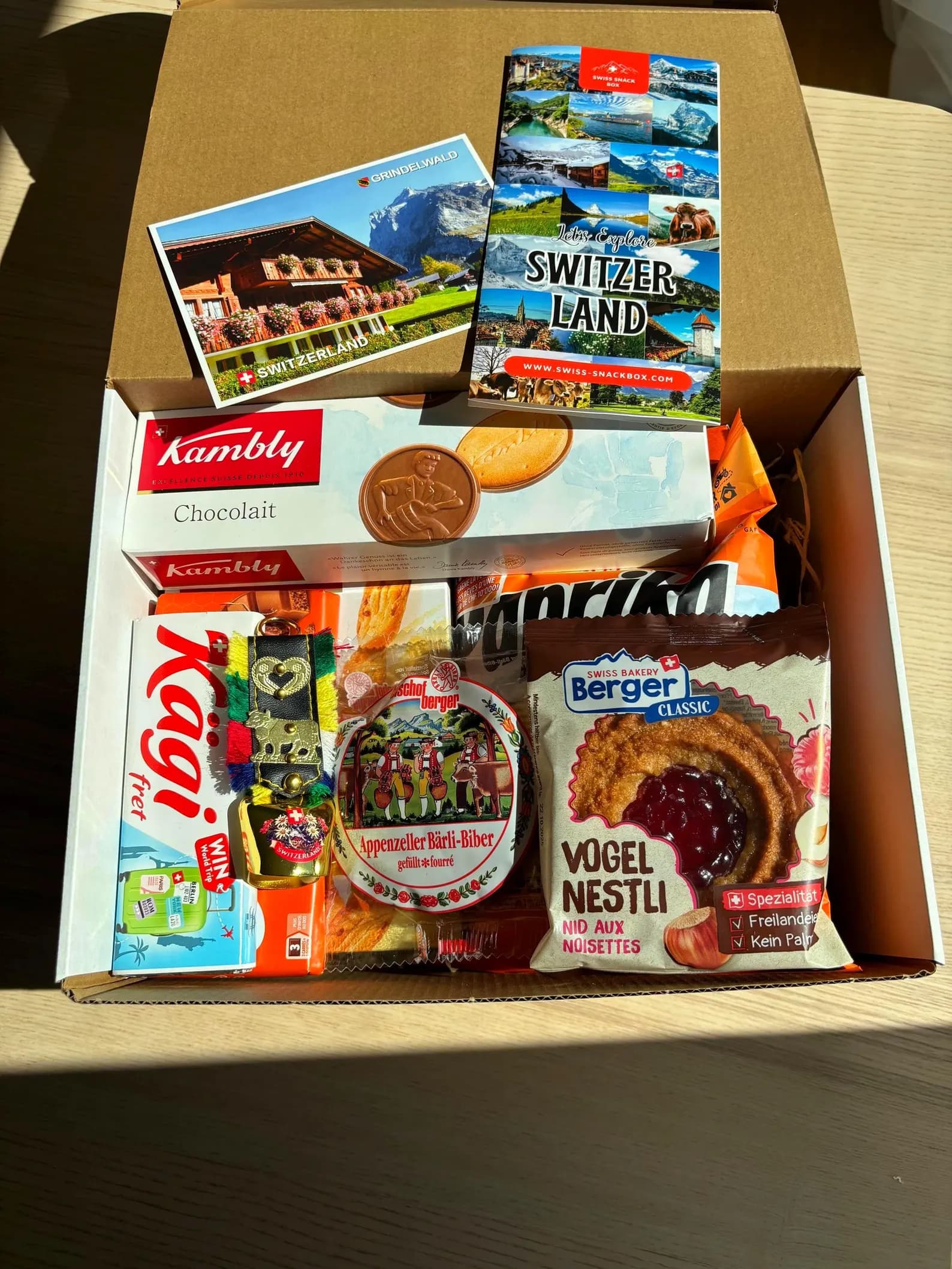 Swiss Snack Box filled with authentic Swiss treats
